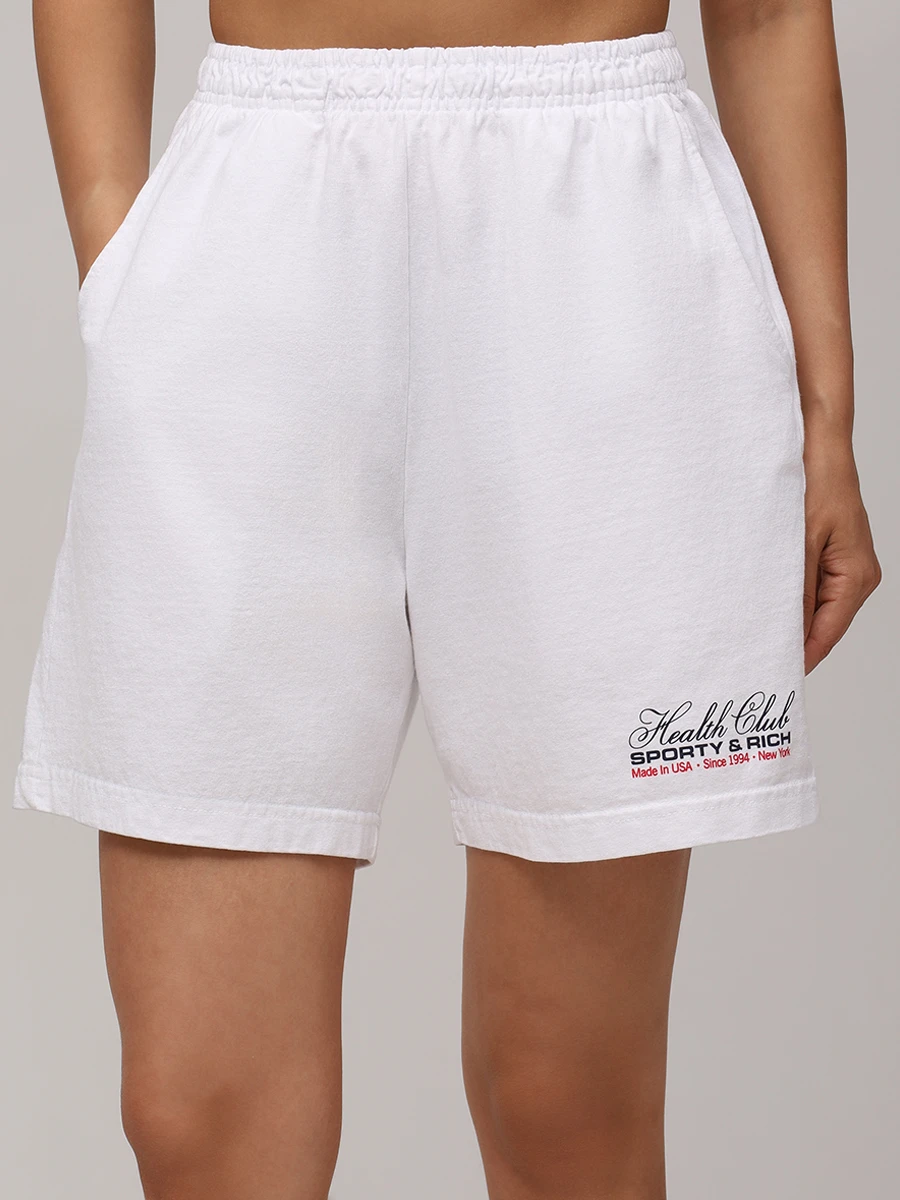 Шорты хлопковые SPORTY & RICH SH039602015WH01/48 Белый  Фото 4