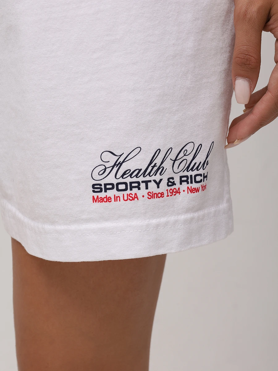 Шорты хлопковые SPORTY & RICH SH039602015WH01/48 Белый  Фото 5