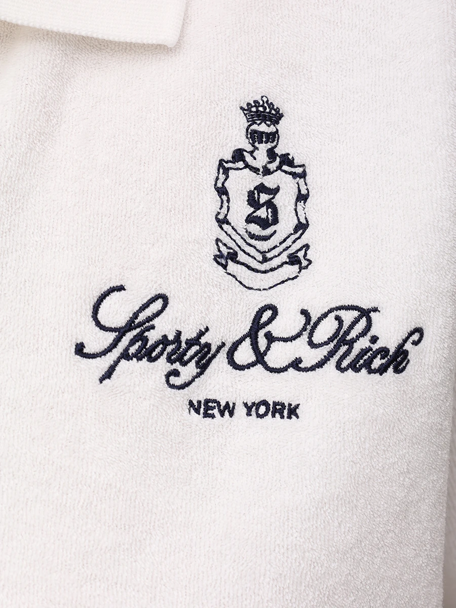 Поло хлопковое SPORTY & RICH TO001602231WH01/48 Белый  Фото 6