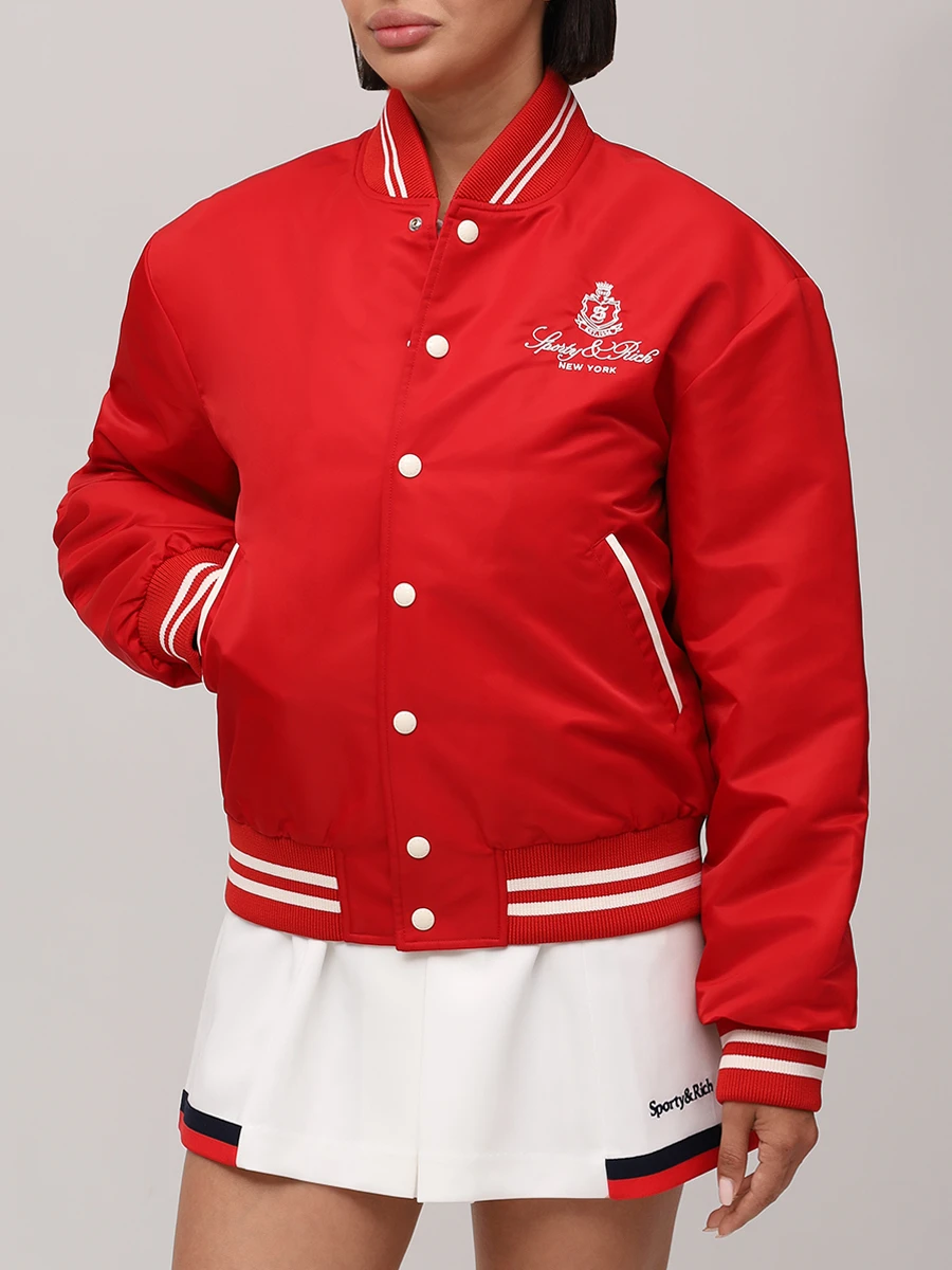 Бомбер с вышивкой SPORTY & RICH OW030602231RE34/3913 Красный  Фото 4