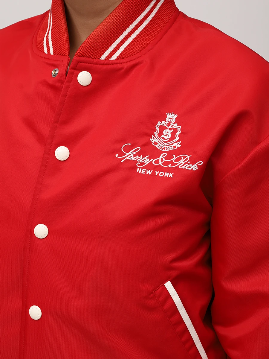 Бомбер с вышивкой SPORTY & RICH OW030602231RE34/3913 Красный  Фото 5