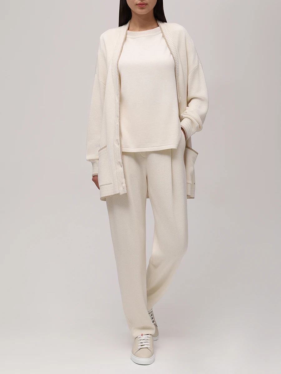 Брюки шелковые FREE AGE W26.PT122.6030.101 Белый  Фото 2