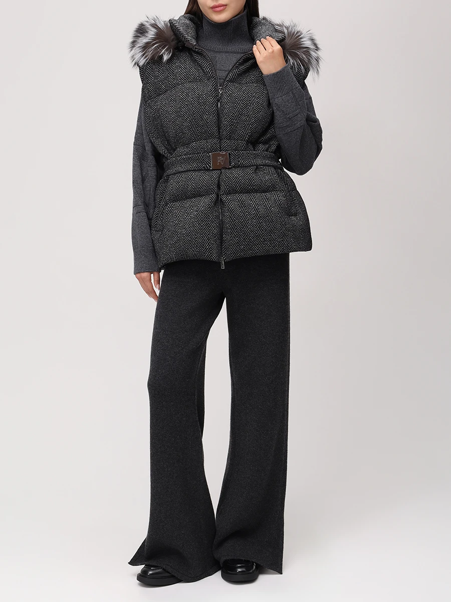 Свитер из шерсти и кашемира FREE AGE W25.SW089.2030.991 Темно- Серый  Фото 2