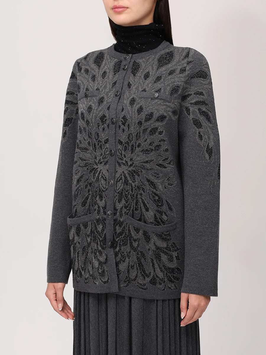 Жакет из шелка и кашемира FREE AGE W26.JK125M.6039.991 Темно- Серый  Фото 4