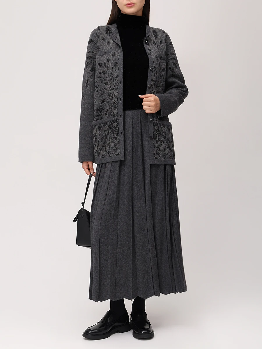 Жакет из шелка и кашемира FREE AGE W26.JK125M.6039.991 Темно- Серый  Фото 2