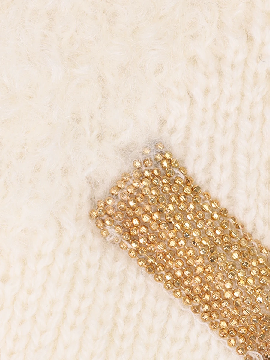 Платок из шерсти и кашемира FREE AGE W26.HF011.2030.101 Кремовый  Фото 3