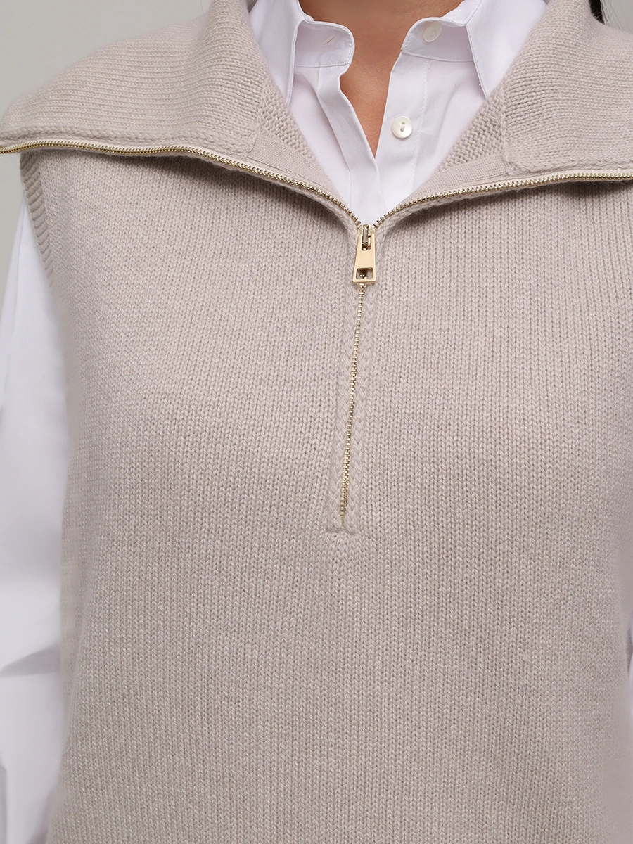 Жилет кашемировый LORENA ANTONIAZZI A25134MJ26B_1175 104 Светло- Серый  Фото 5