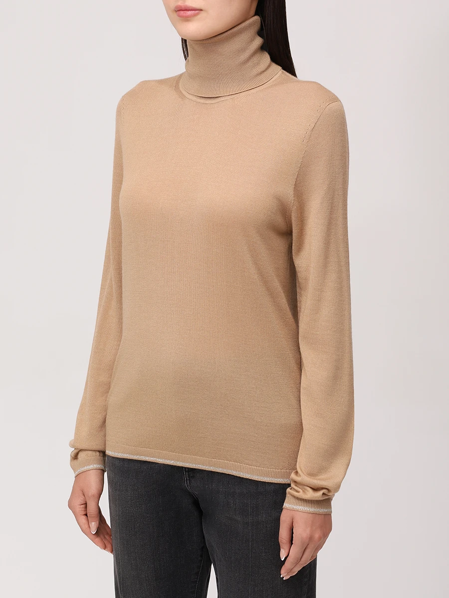 Водолазка из кашемира и шелка LORENA ANTONIAZZI A25110DM71B/380 236 Бежевый  Фото 4