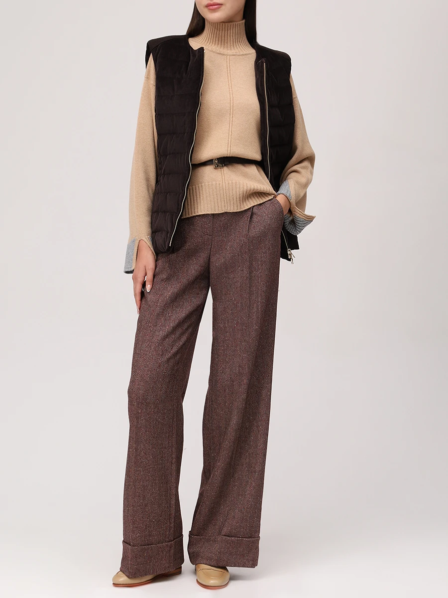 Брюки шерстяные LORENA ANTONIAZZI A2544PA30B_5044 1111 Бордовый  Фото 2