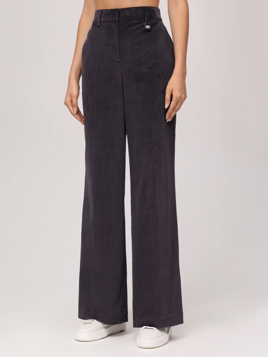 Брюки из хлопка и модала LORENA ANTONIAZZI A2548PA01A_5042 997 Темно- Фиолетовый  Фото 4