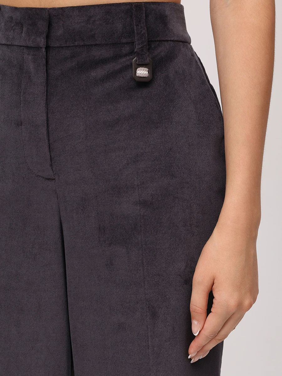 Брюки из хлопка и модала LORENA ANTONIAZZI A2548PA01A_5042 997 Темно- Фиолетовый  Фото 5