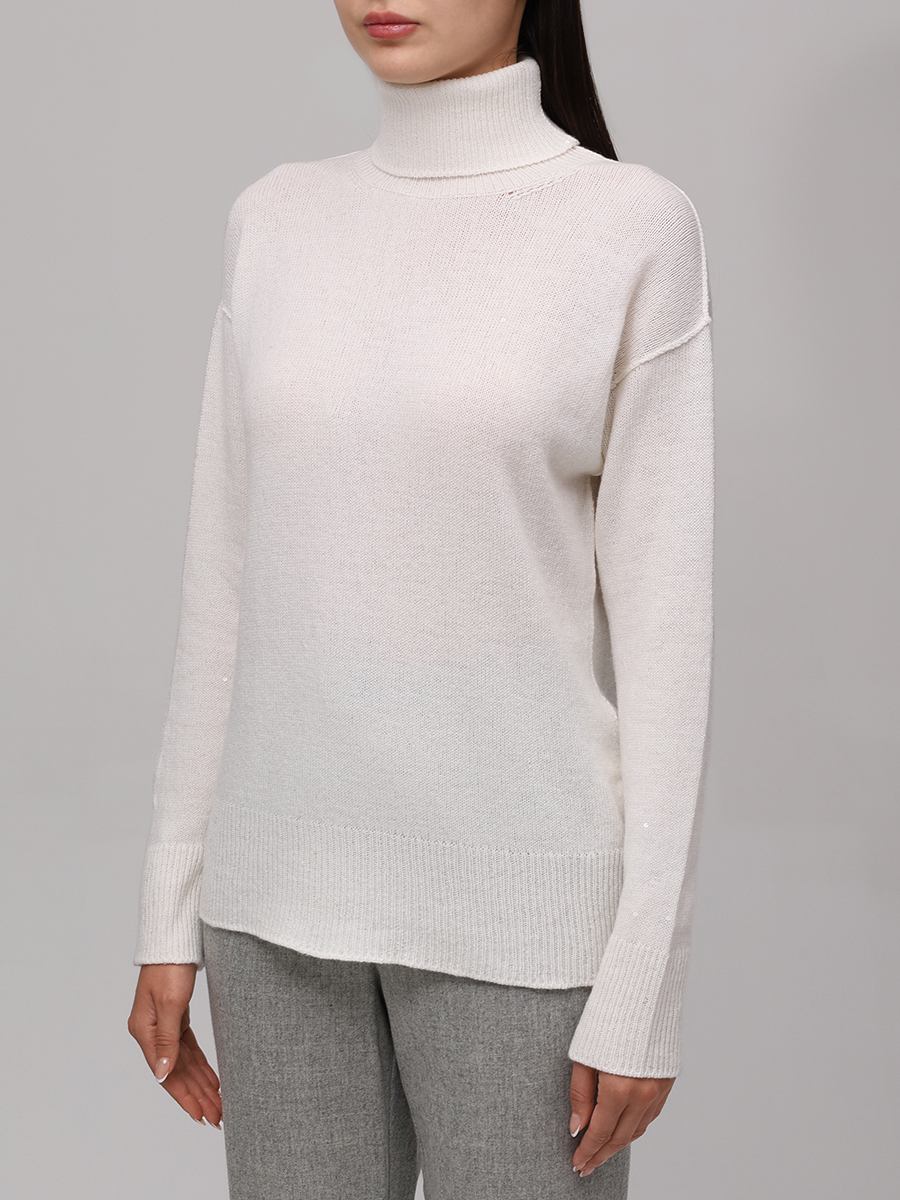 Свитер шерстяной LORENA ANTONIAZZI A25131DM17A_2989 101 Кремовый  Фото 4