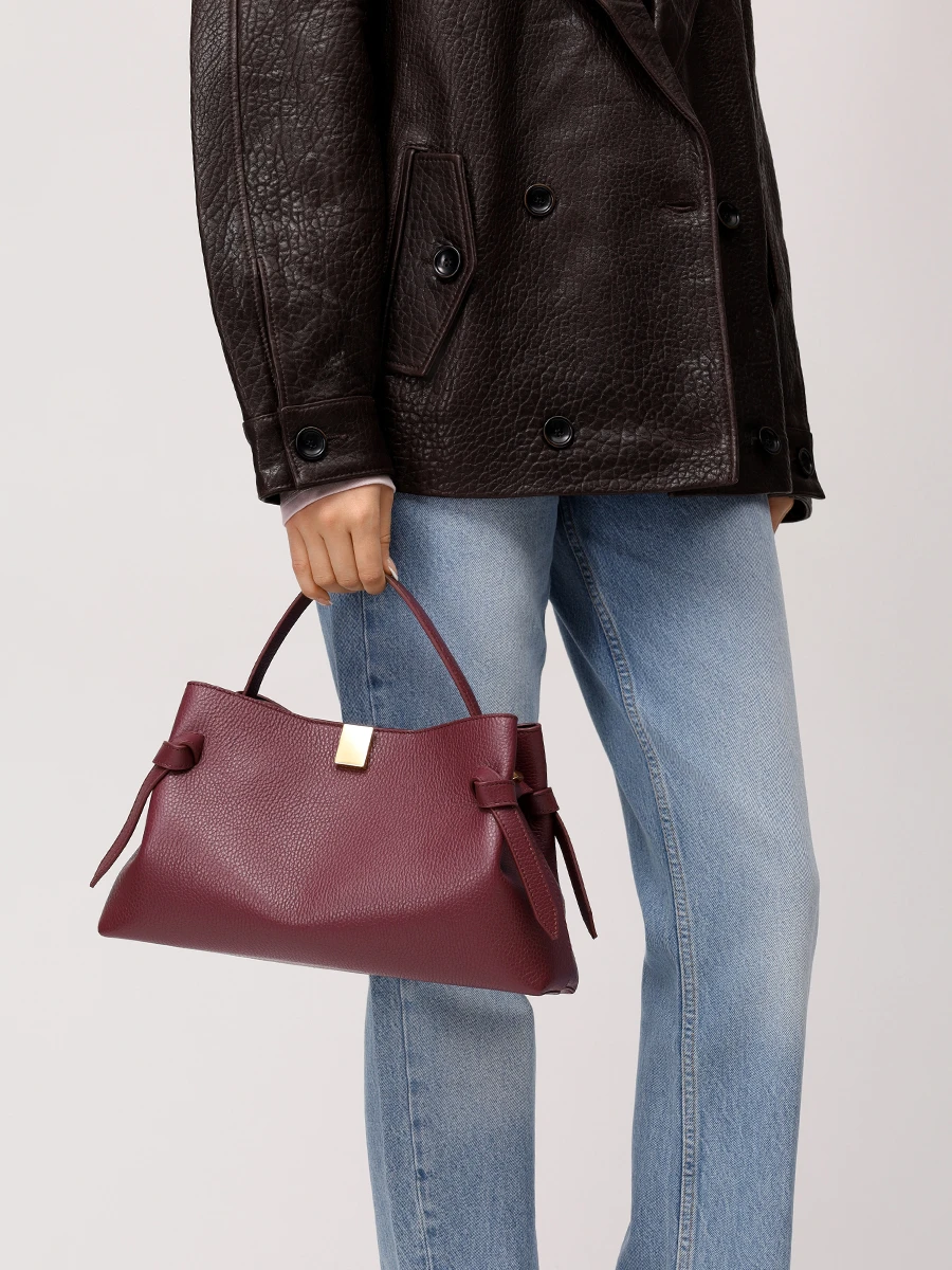 Сумка кожаная Gyoza YUZEFI YUZRS25-HB-GZ-L049 Фиолетовый  Фото 2