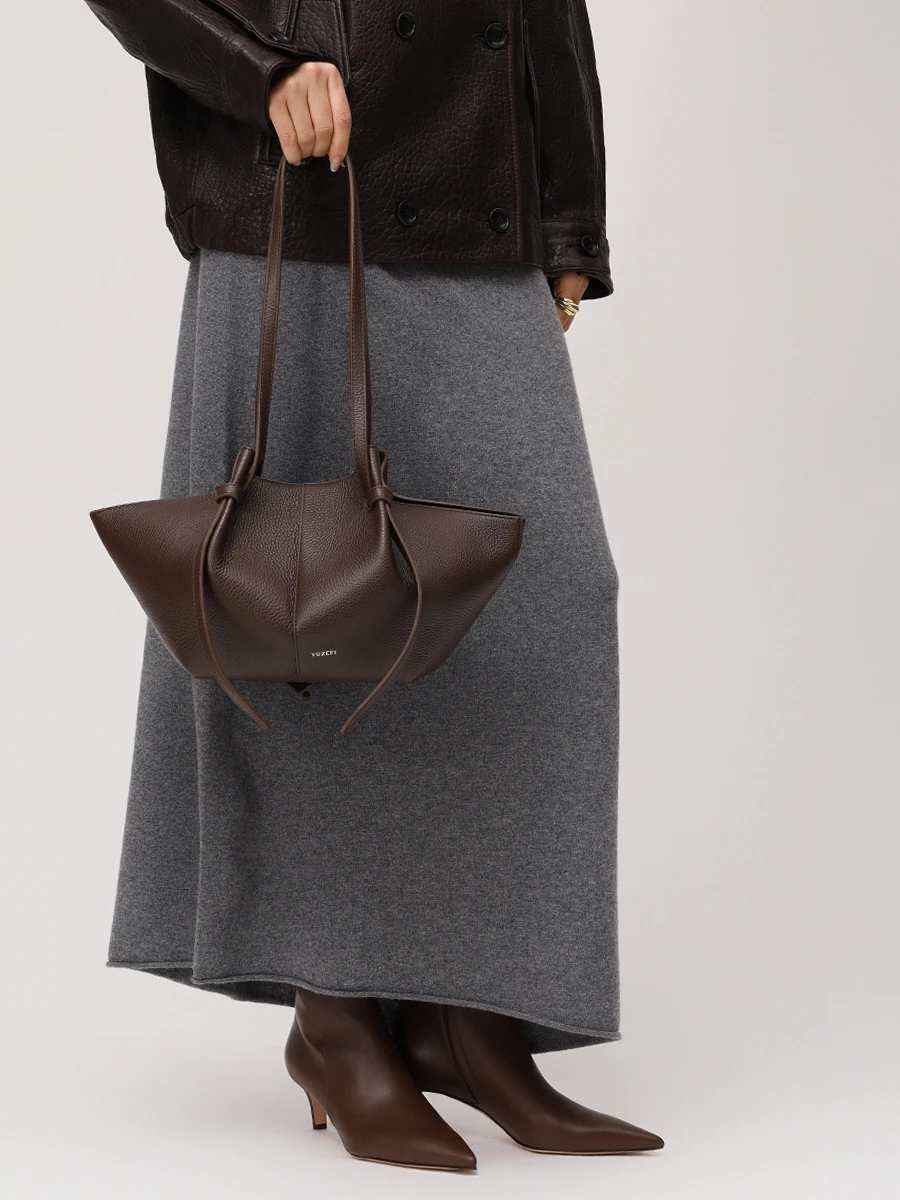 Сумка кожаная Mochi YUZEFI YUZCO-HB-MO-L038 Коричневый  Фото 2