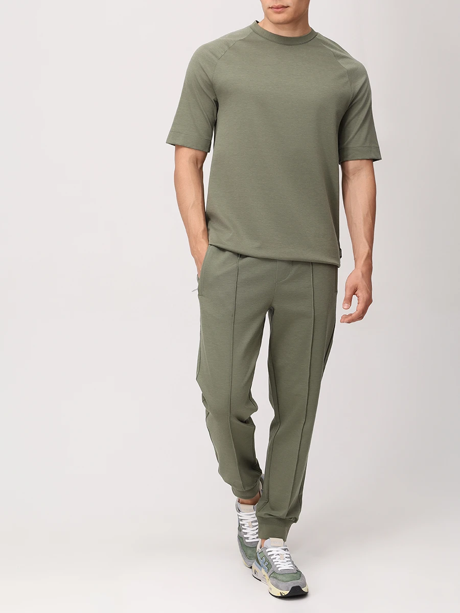 Футболка однотонная BOSS 50544008/314 Зеленый  Фото 2