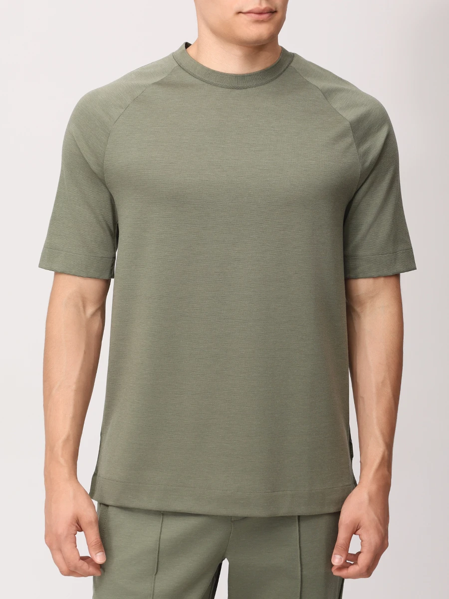 Футболка однотонная BOSS 50544008/314 Зеленый  Фото 4