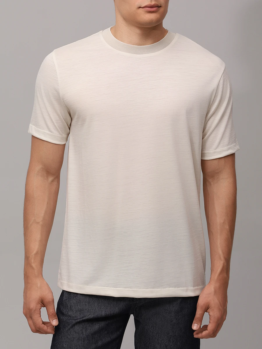 Футболка шерстяная BOSS 50549321/131 Бежевый  Фото 4