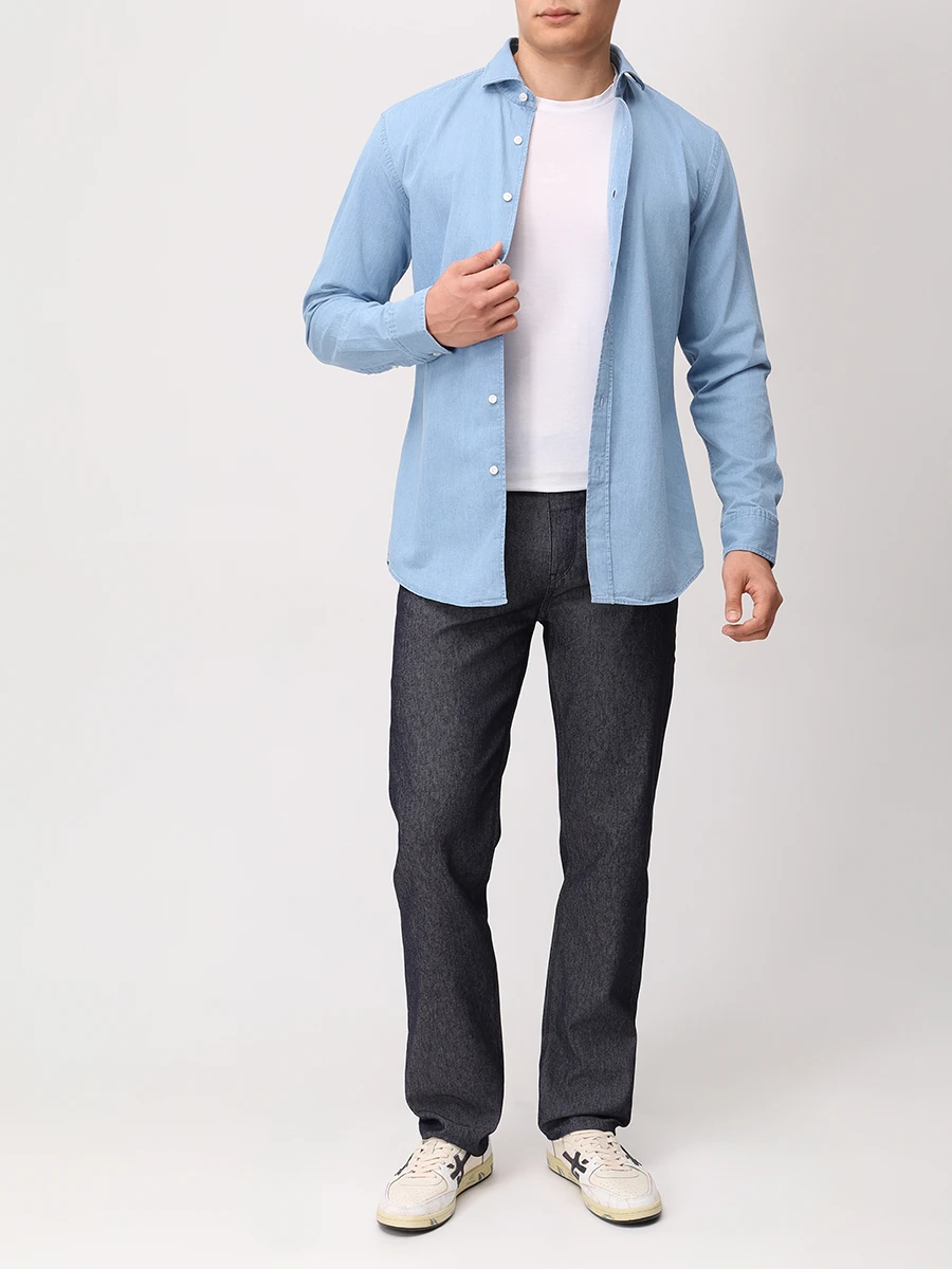 

Рубашка Slim Fit хлопковая, Голубой, 50545203/450