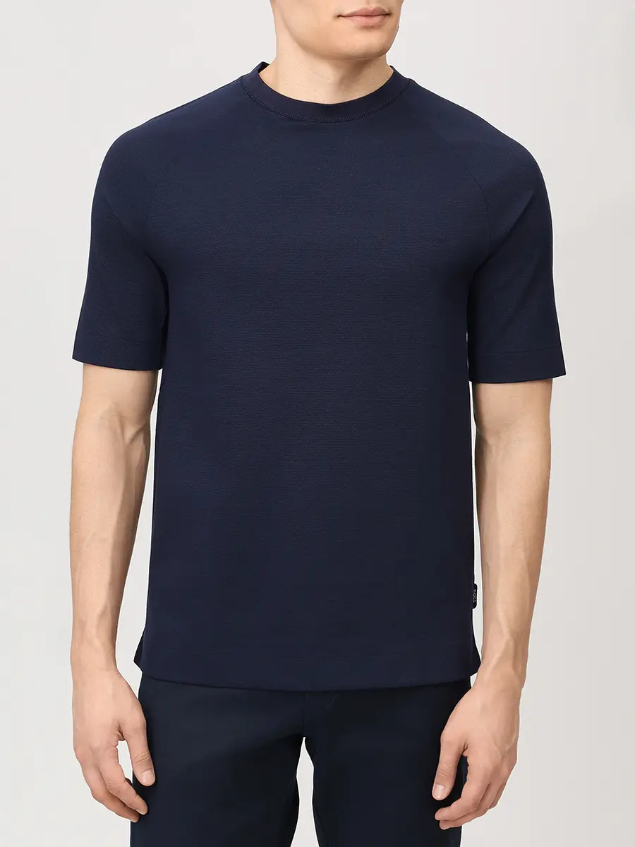 Футболка из лиоцелла и шерсти BOSS 50544008/404 Синий  Фото 4