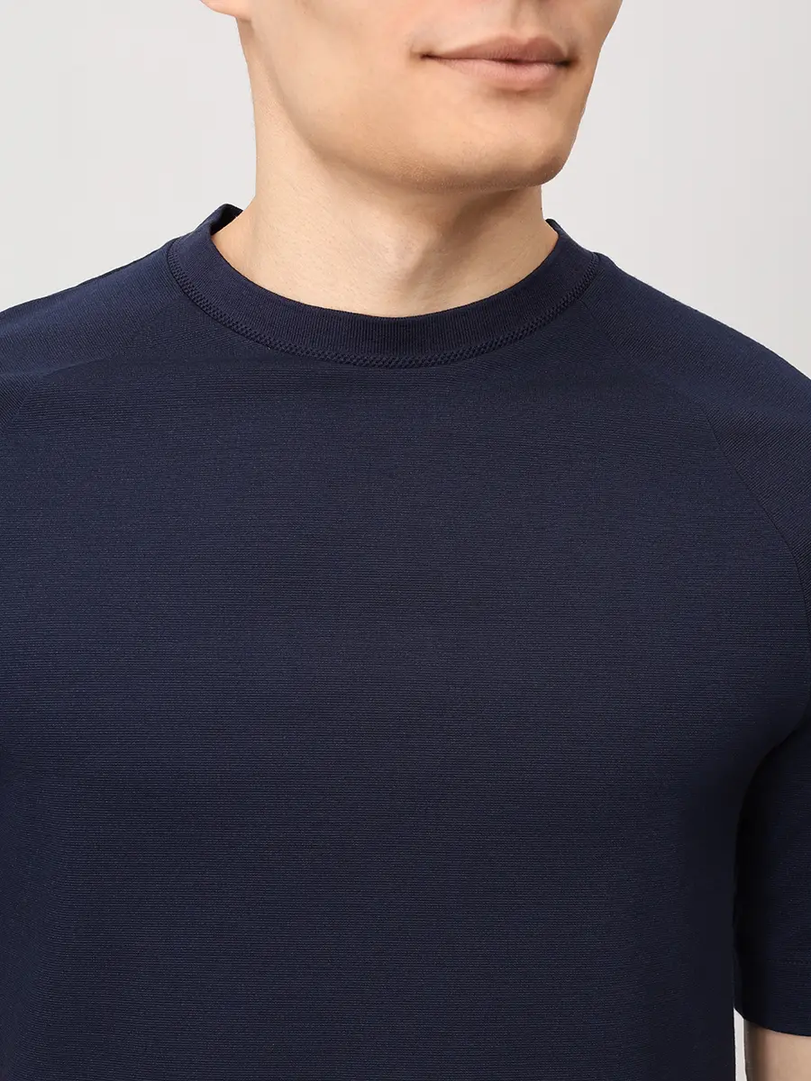 Футболка из лиоцелла и шерсти BOSS 50544008/404 Синий  Фото 5