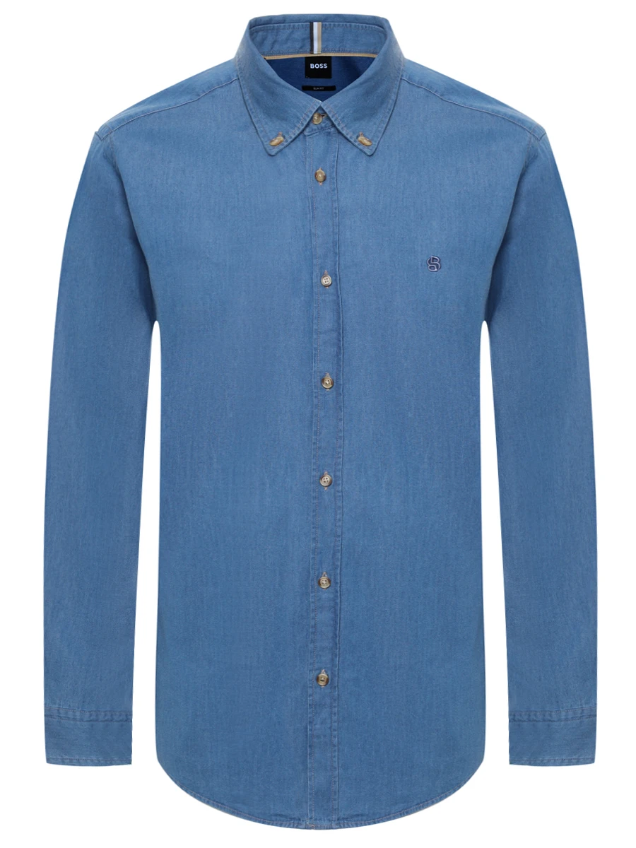 Рубашка Slim Fit хлопковая BOSS 50545232/460 Голубой 