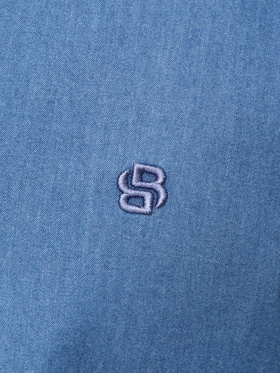 Рубашка Slim Fit хлопковая BOSS 50545232/460 Голубой  Фото 6