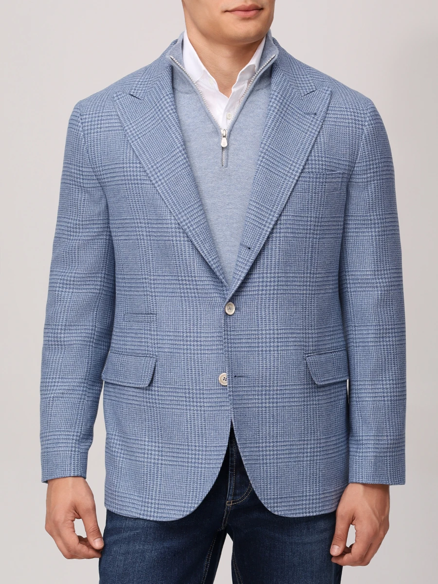 Пиджак шерстяной BRUNELLO CUCINELLI MV4127BFD C023 Голубой  Фото 4