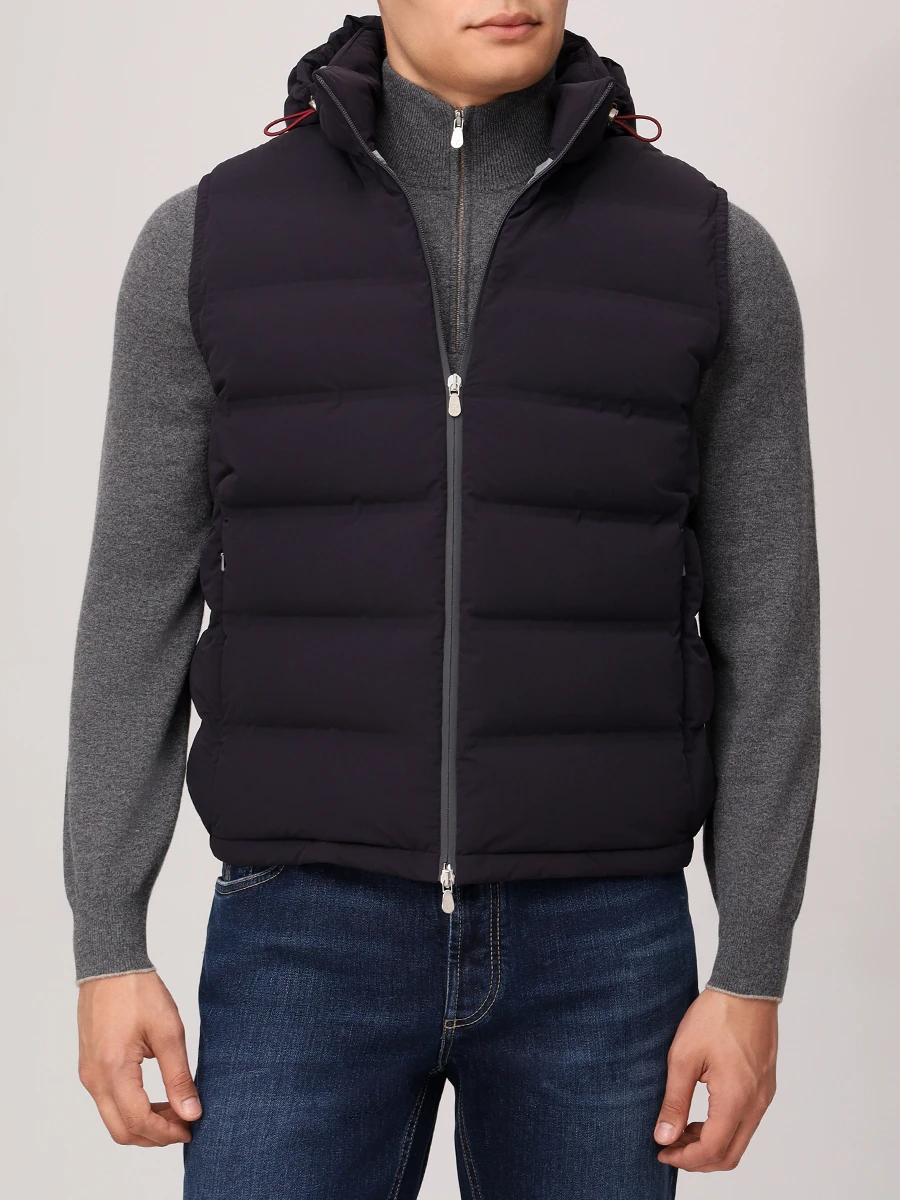 Жилет стеганый BRUNELLO CUCINELLI MM4911995 CRI58 Темно- Синий  Фото 4
