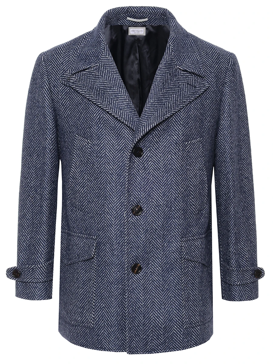 Пальто из кашемира и шелка BRUNELLO CUCINELLI MV4057043 C096 Синий 