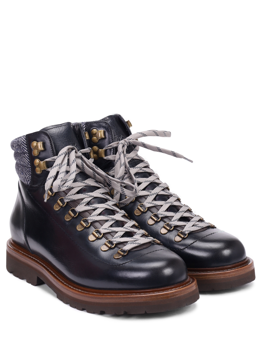 Ботинки кожаные на меху BRUNELLO CUCINELLI MZUWBMS890 CWX73 Синий  Фото 2