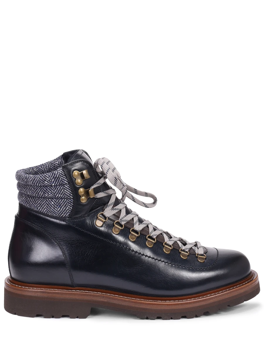 Ботинки кожаные на меху BRUNELLO CUCINELLI MZUWBMS890 CWX73 Синий 