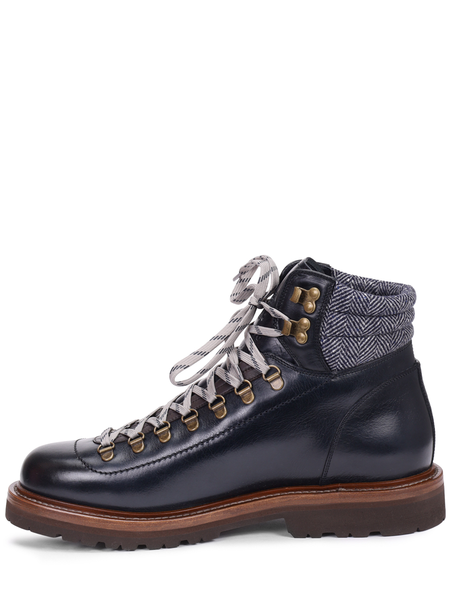 Ботинки кожаные на меху BRUNELLO CUCINELLI MZUWBMS890 CWX73 Синий  Фото 3