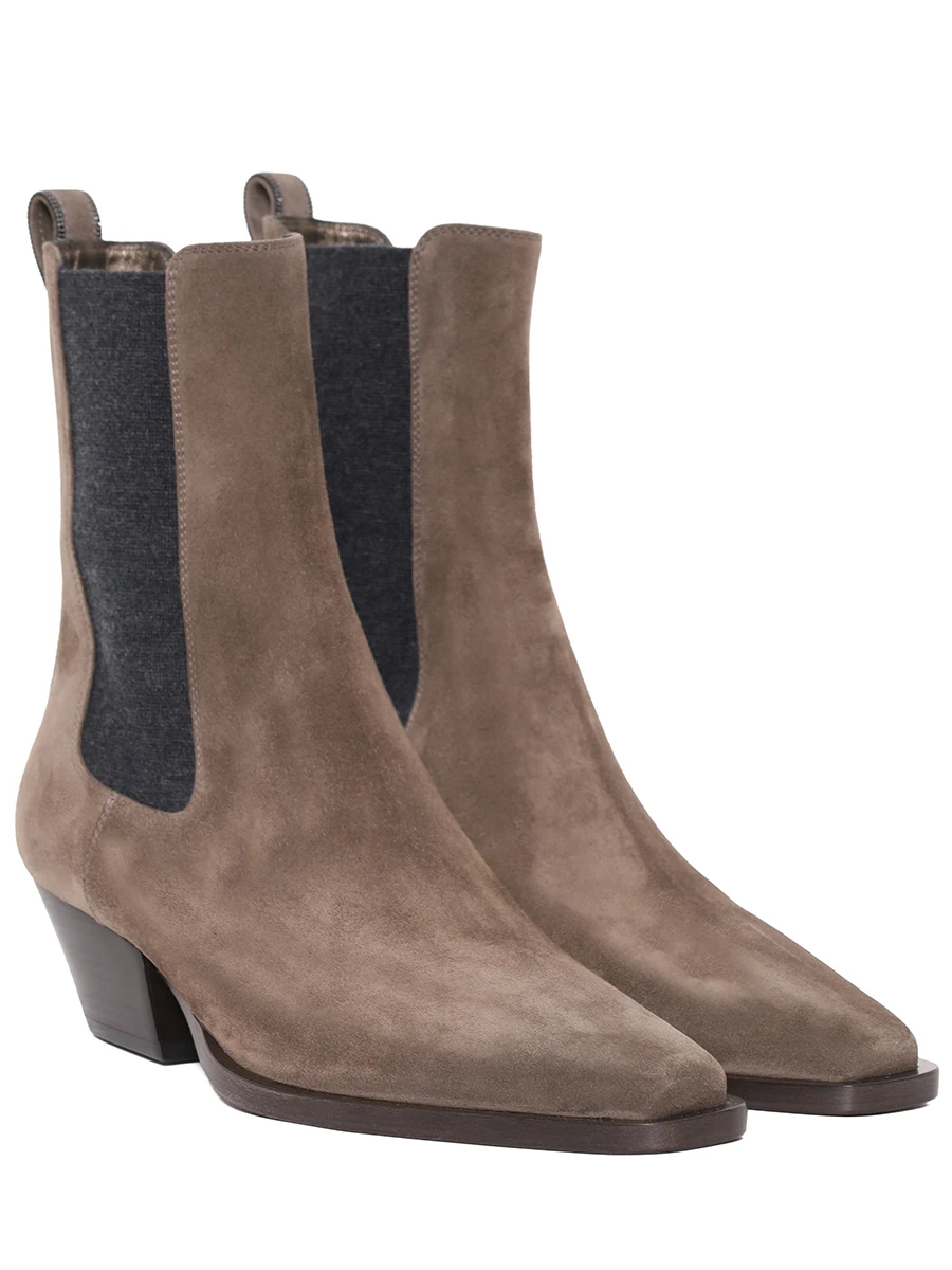 Ботильоны замшевые BRUNELLO CUCINELLI MZSFC3080P C8769 Коричневый  Фото 2