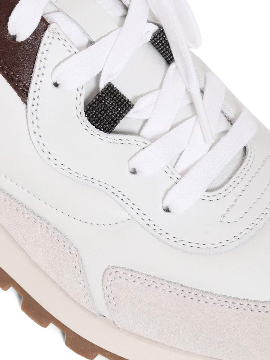 Кроссовки комбинированные BRUNELLO CUCINELLI MZGSG3028P C7592 Белый  Фото 5