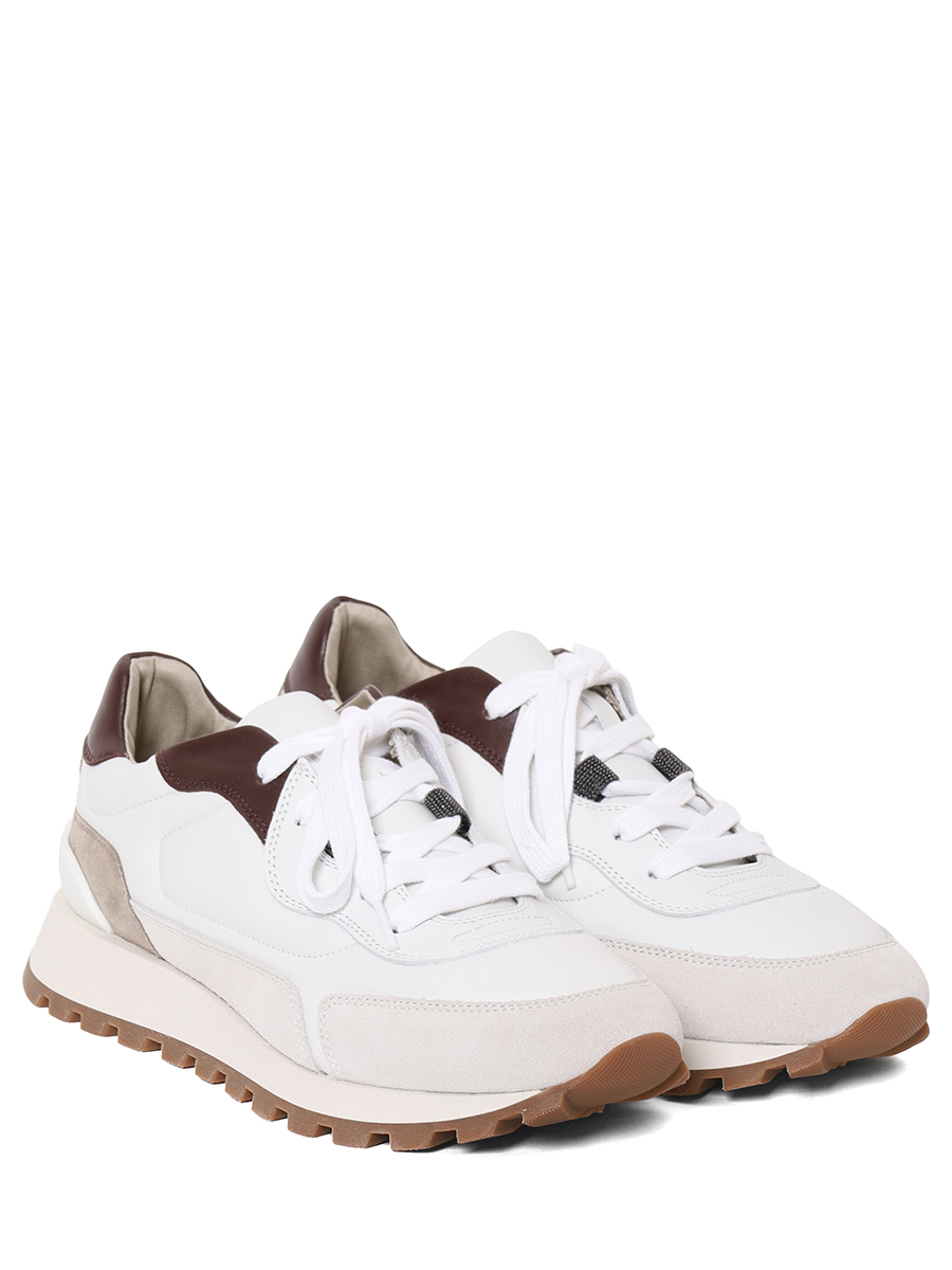 Кроссовки комбинированные BRUNELLO CUCINELLI MZGSG3028P C7592 Белый  Фото 2