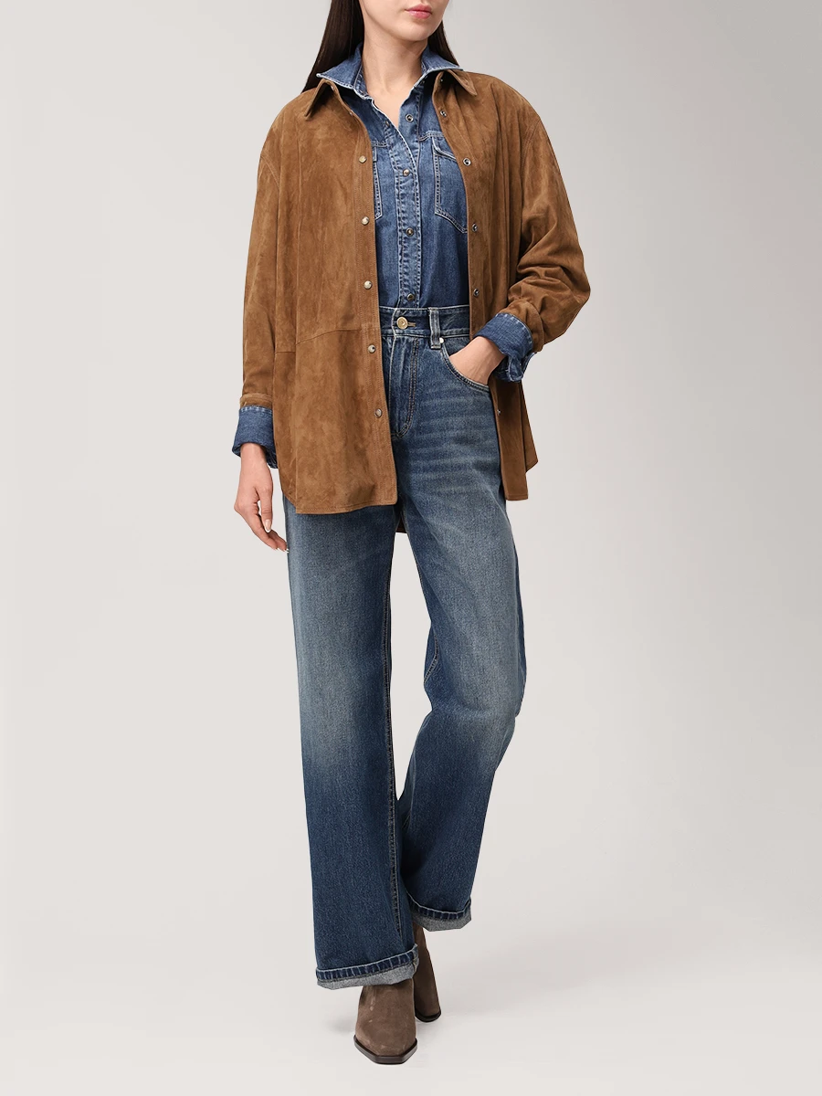 Рубашка замшевая BRUNELLO CUCINELLI MPCLF7435P C7495 Рыжий  Фото 2