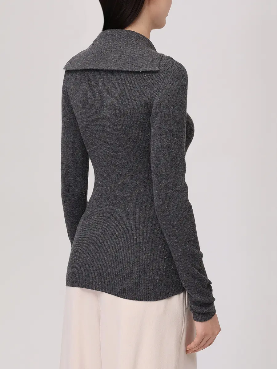 Поло из кашемира и вискозы BRUNELLO CUCINELLI M9A822205P C2355 Темно- Серый  Фото 3