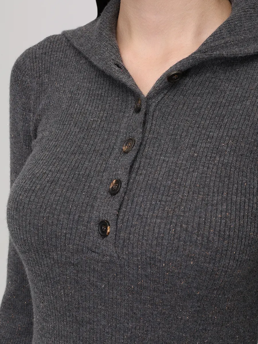 Поло из кашемира и вискозы BRUNELLO CUCINELLI M9A822205P C2355 Темно- Серый  Фото 5