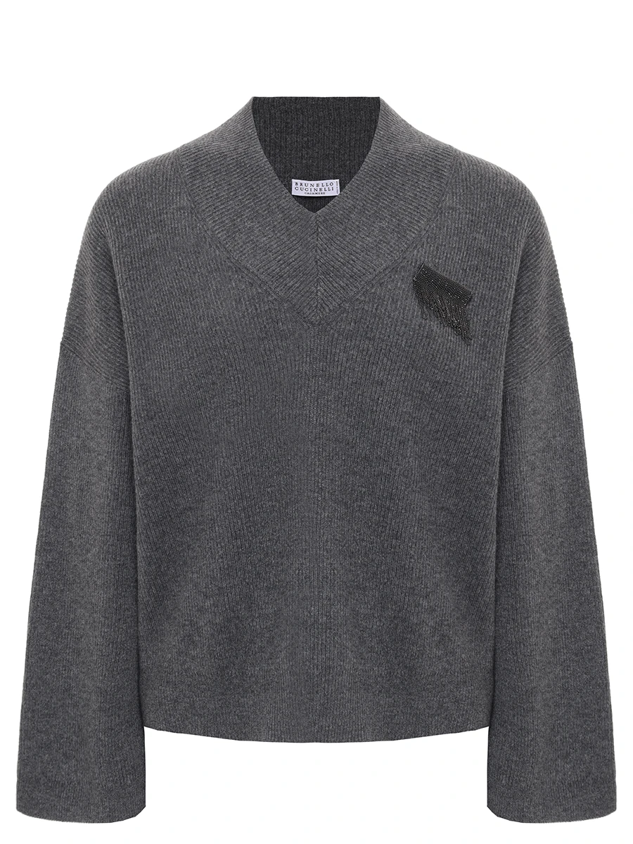 Пуловер кашемировый BRUNELLO CUCINELLI M12216302P C079 Серый 