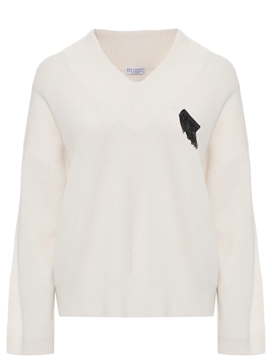 Пуловер кашемировый BRUNELLO CUCINELLI M12216302P C2723 Белый 