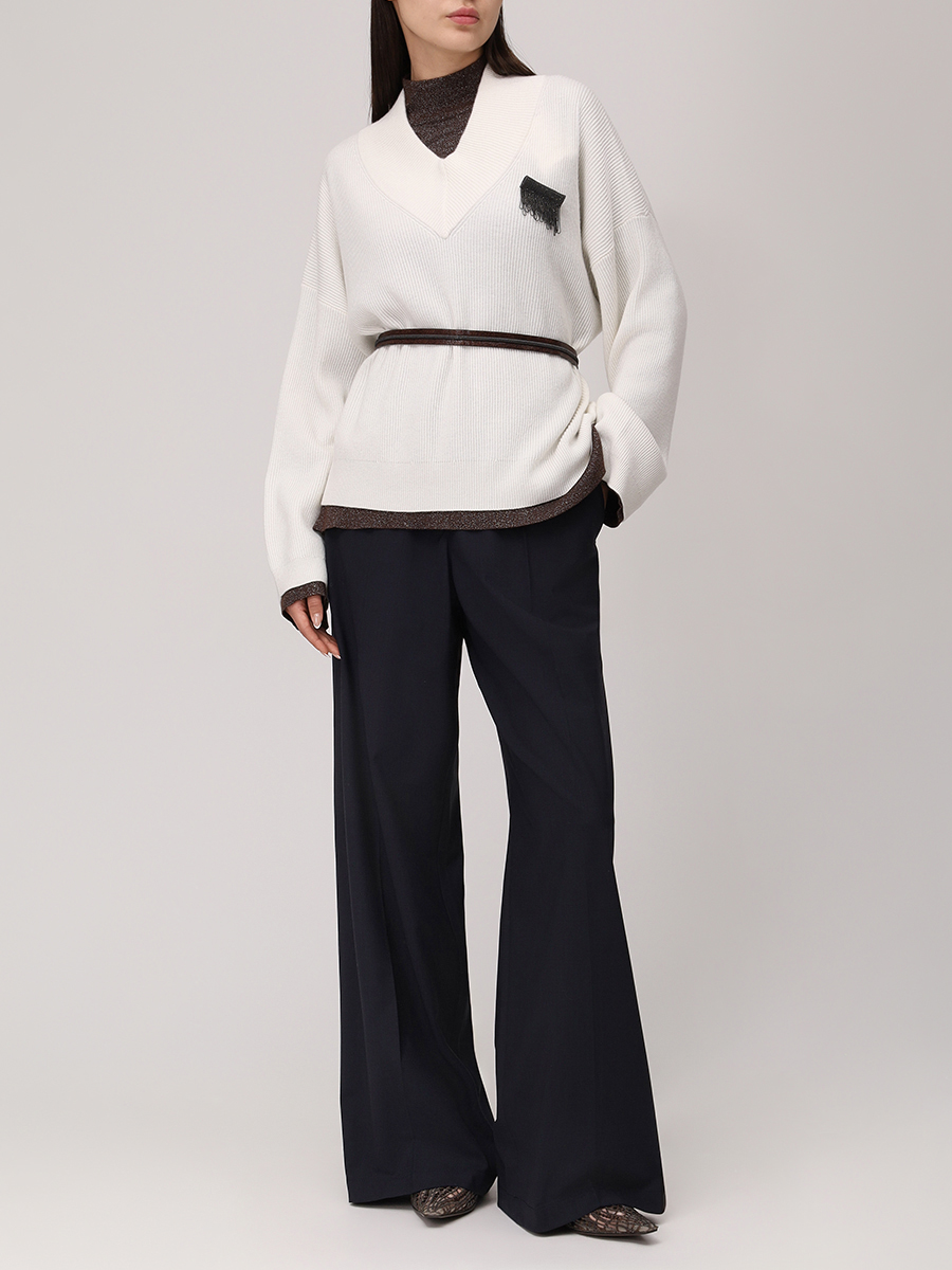 Пуловер кашемировый BRUNELLO CUCINELLI M12216302P C2723 Белый  Фото 2