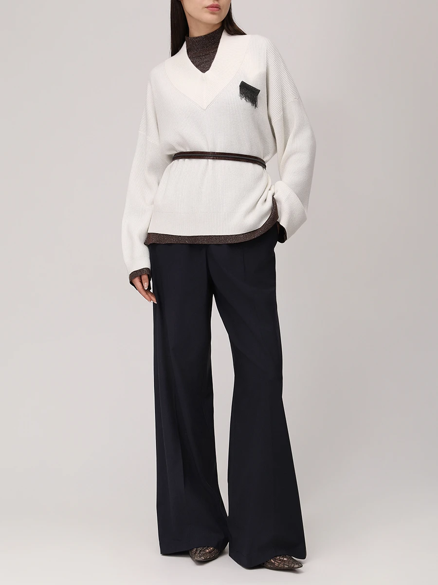 Водолазка из кашемира и шелка BRUNELLO CUCINELLI M41848604P C4211 Коричневый  Фото 2