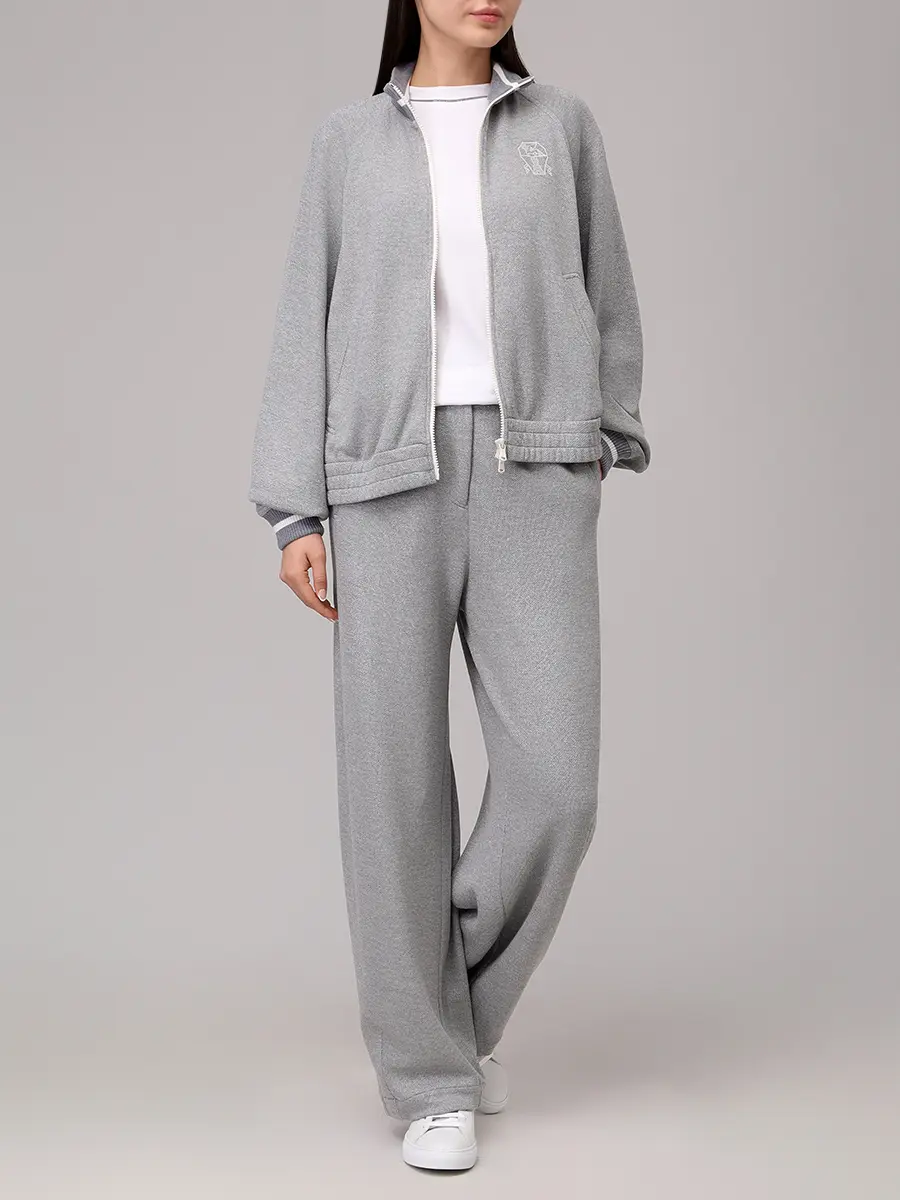 Олимпийка из вискозы и хлопка BRUNELLO CUCINELLI MP930SN906 C4527 Серебряный  Фото 2