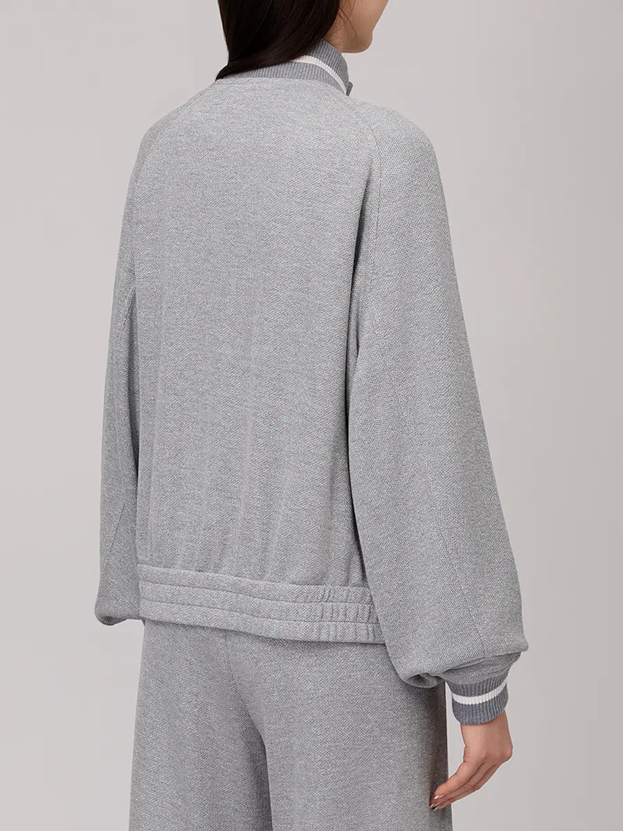 Олимпийка из вискозы и хлопка BRUNELLO CUCINELLI MP930SN906 C4527 Серебряный  Фото 3