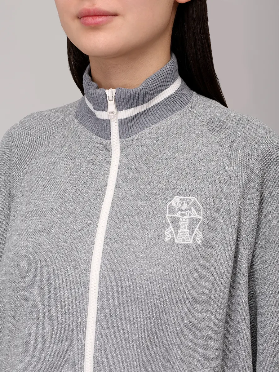 Олимпийка из вискозы и хлопка BRUNELLO CUCINELLI MP930SN906 C4527 Серебряный  Фото 5