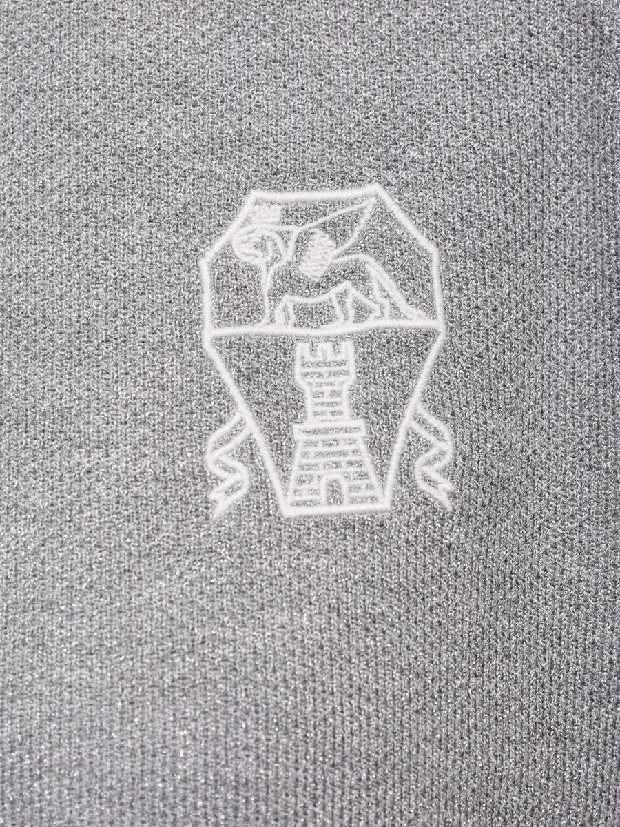 Олимпийка из вискозы и хлопка BRUNELLO CUCINELLI MP930SN906 C4527 Серебряный  Фото 6