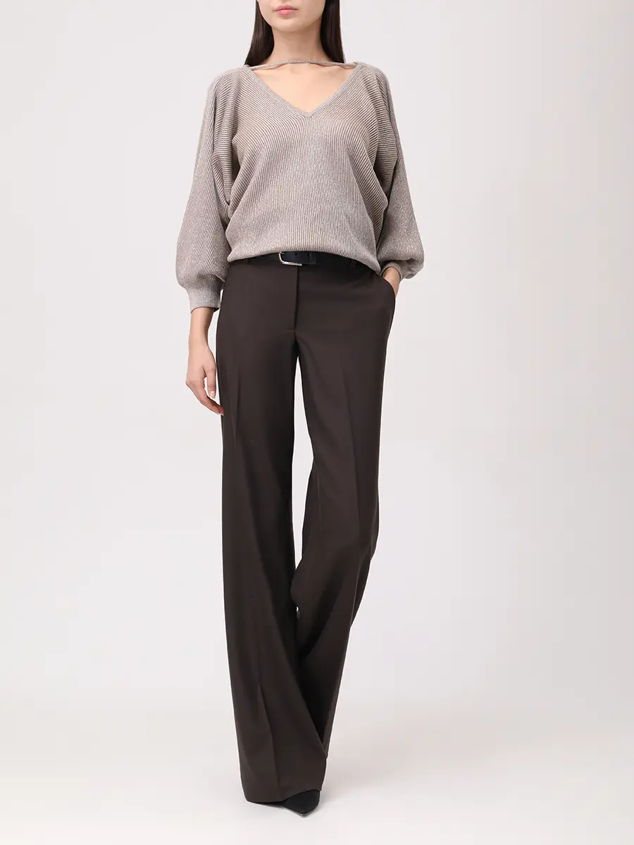 Пуловер из хлопка и вискозы BRUNELLO CUCINELLI MAZ260202P CXB87 Бежевый  Фото 2