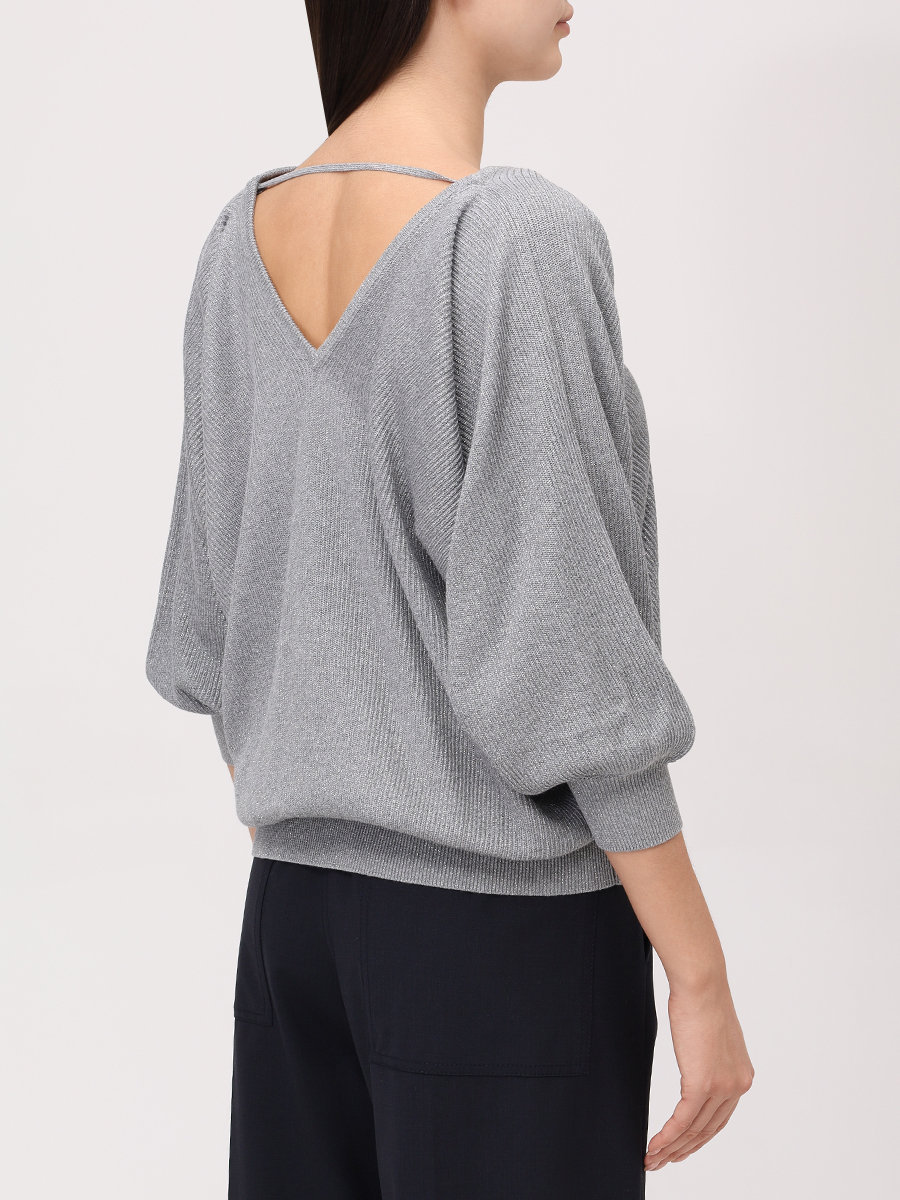 Пуловер хлопковый BRUNELLO CUCINELLI MAZ260202P CBK52 Серый  Фото 4