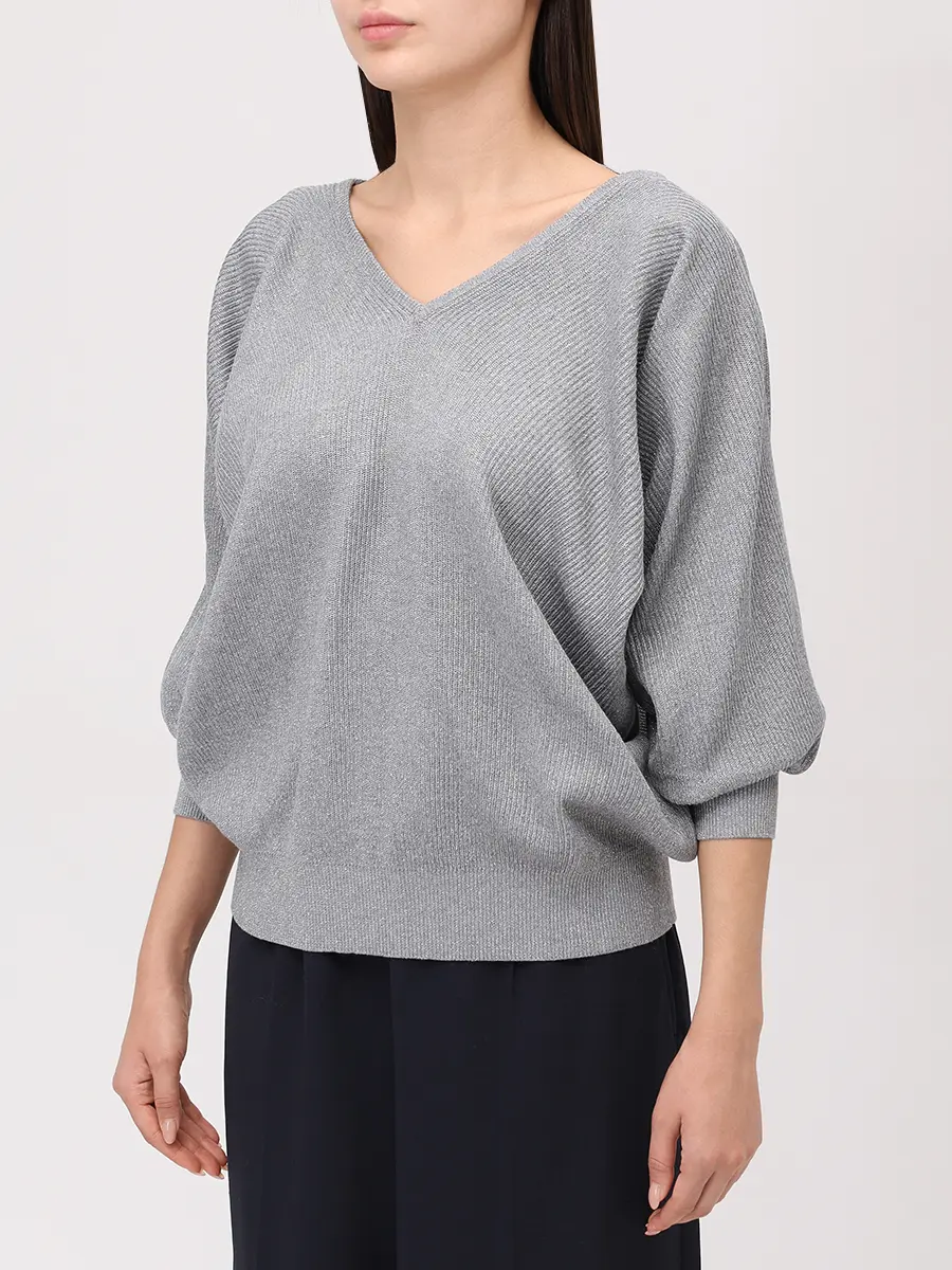 Пуловер хлопковый BRUNELLO CUCINELLI MAZ260202P CBK52 Серый  Фото 5