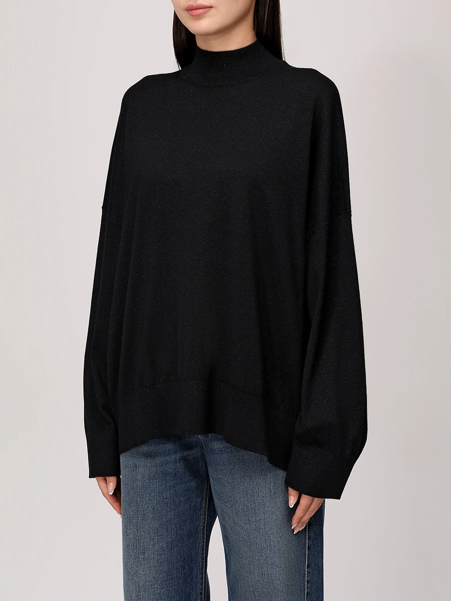 Водолазка из кашемира и шелка BRUNELLO CUCINELLI M41848604P C101 Черный  Фото 4